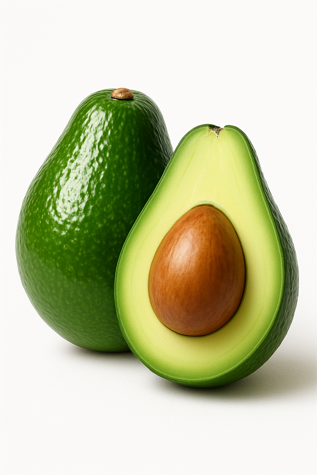 Aguacate verde brillante con pulpa firme